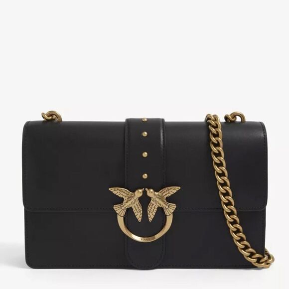 PINKO Love Classic Leather Shoulder Cross-Body Bag